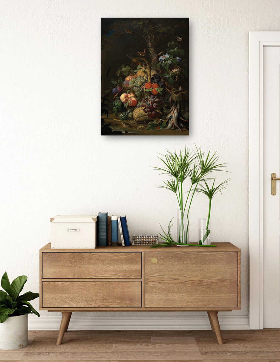 Foto 4 pulgar | Cuadro Decorativo - Naturaleza Muerta Con Frutas, Peces Y Un Nido.- Abraham Mignon - Floral - 69x92 - Fine Art Tj