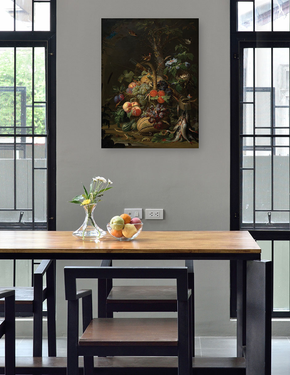 Foto 5 pulgar | Cuadro Decorativo - Naturaleza Muerta Con Frutas, Peces Y Un Nido.- Abraham Mignon - Floral - 69x92 - Fine Art Tj