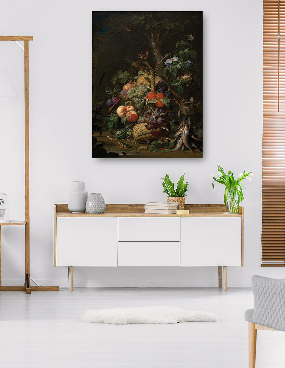 Foto 6 pulgar | Cuadro Decorativo - Naturaleza Muerta Con Frutas, Peces Y Un Nido.- Abraham Mignon - Floral - 69x92 - Fine Art Tj