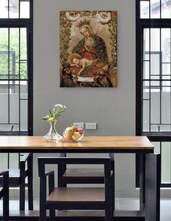 Foto 4 | Cuadro Decorativo - La Virgen Adorando Al Niño Jesús Con Dos Santos (siglo Xviii)- Cuzco School - Religión -