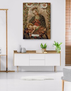 Foto 5 | Cuadro Decorativo - La Virgen Adorando Al Niño Jesús Con Dos Santos (siglo Xviii)- Cuzco School - Religión -