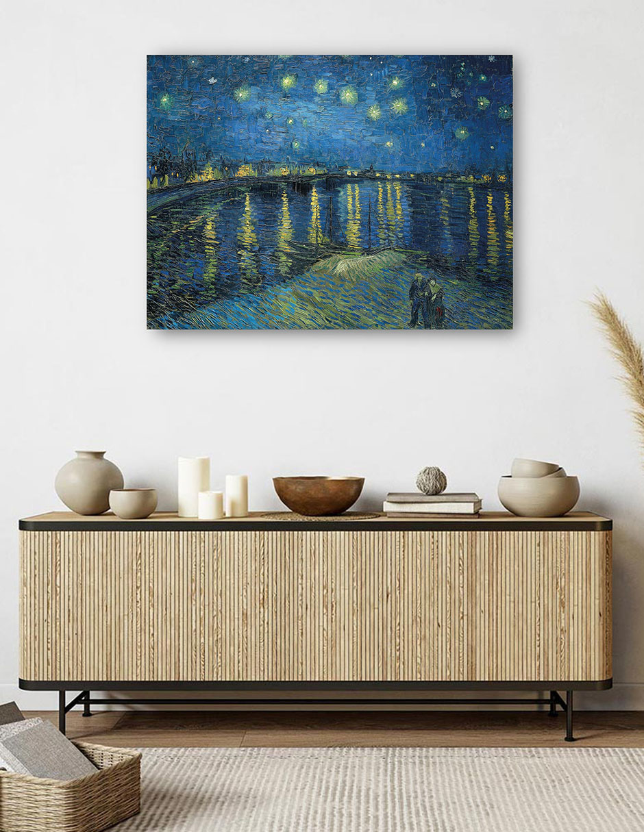 Foto 6 pulgar | Cuadro Decorativo - Noche Estrellada Sobre El Ródano (1888)- Vincent Van Gogh - Paisaje - 77x102-impresión En