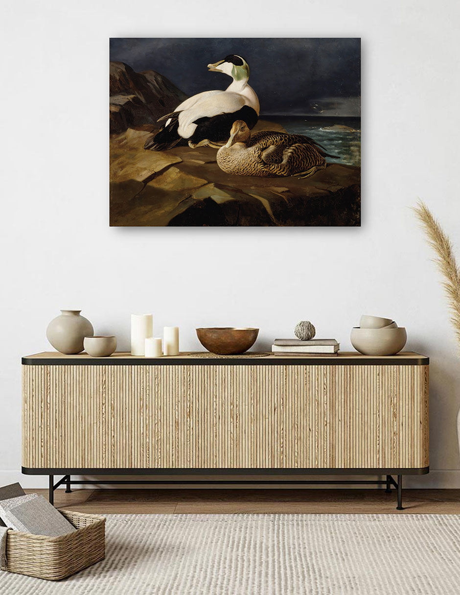 Foto 6 pulgar | Cuadro Decorativo - Par De Eiders Comunes Sobre Una Roca (1869)- Ferdinand Von Wright - Religión - 69x92 - Fine Art Tj