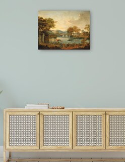 Foto 4 | Cuadro Decorativo - Procesión Junto A Un Lago, Siglo Xix- Chinese Qing Dynasty - Paisaje - 46x61-impresión En