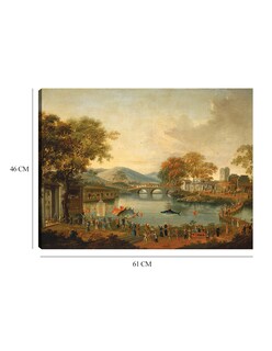 Foto 6 | Cuadro Decorativo - Procesión Junto A Un Lago, Siglo Xix- Chinese Qing Dynasty - Paisaje - 46x61-impresión En