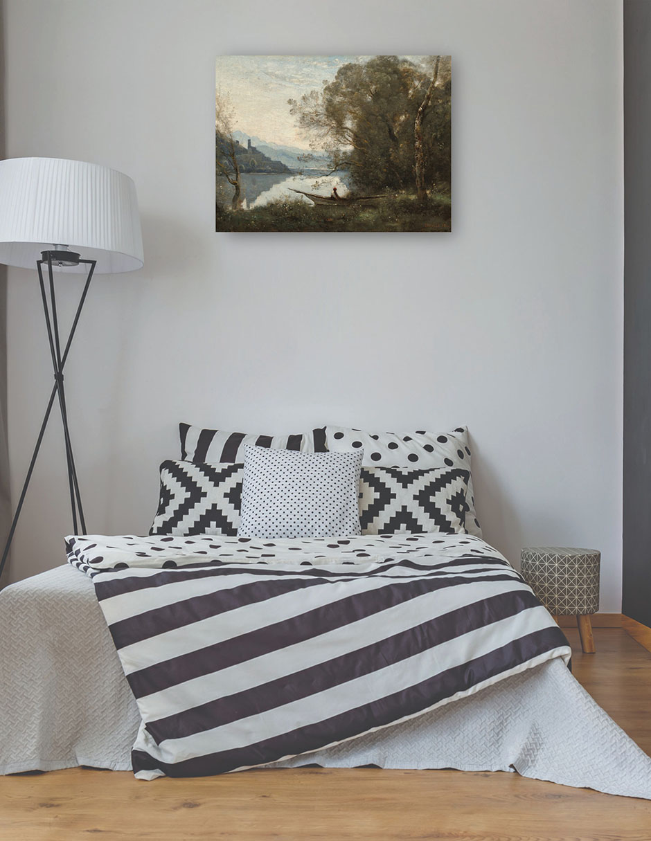 Foto 4 pulgar | Cuadro Decorativo - El Barquero Amarrado: Recuerdo De Un Lago Italiano- Jean-baptiste-camille Corot - Paisaje -2