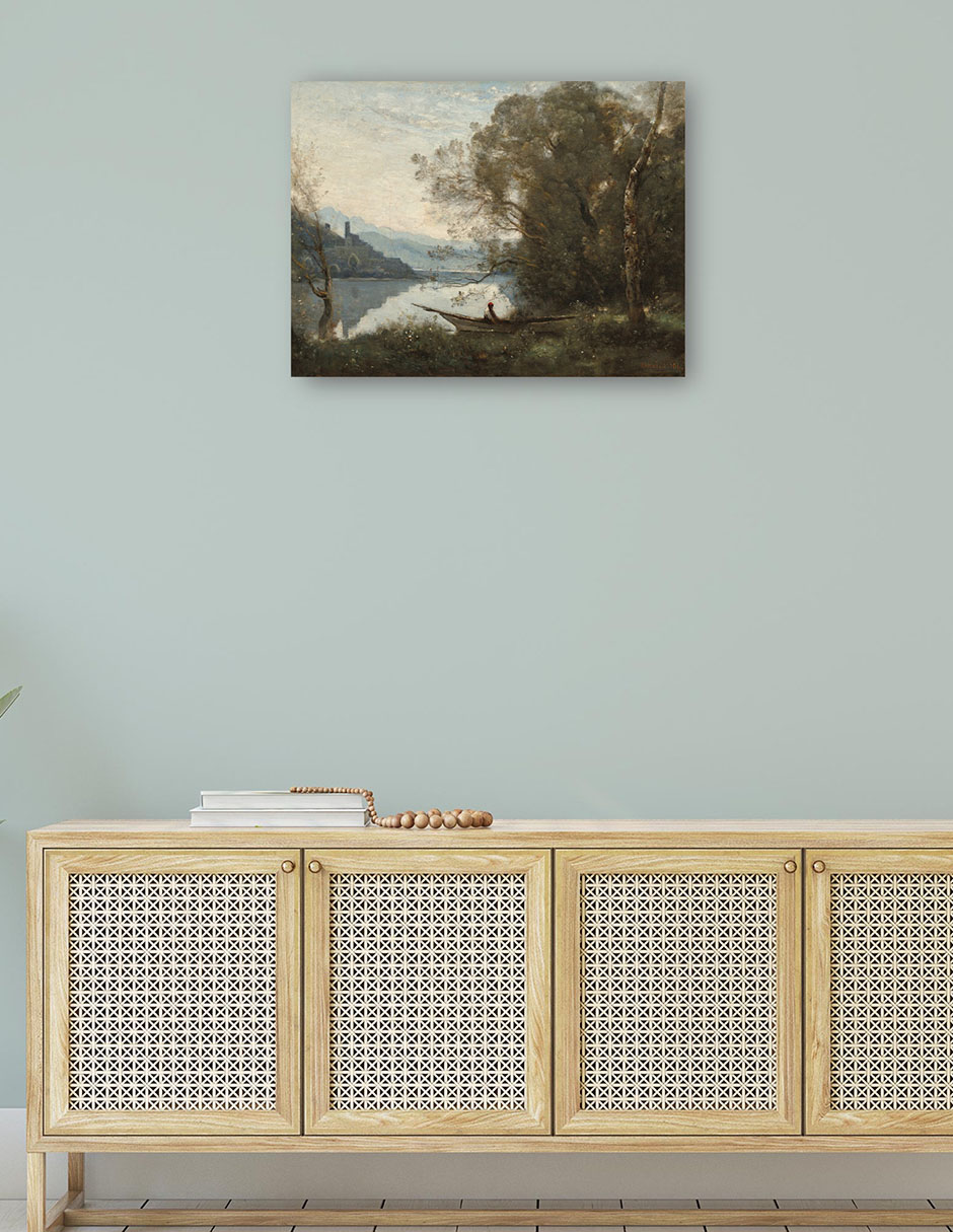 Foto 5 pulgar | Cuadro Decorativo - El Barquero Amarrado: Recuerdo De Un Lago Italiano- Jean-baptiste-camille Corot - Paisaje -2