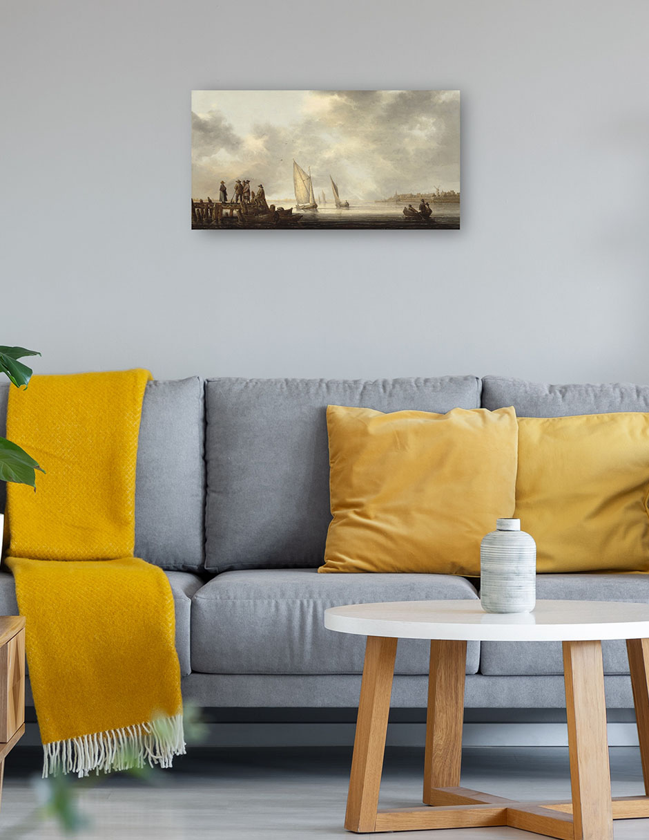 Foto 4 | Cuadro Decorativo - Un Muelle Con Vistas A Dordrecht, Principios De La Década De 1640- Aelbert Cuyp - 34x64 - Fine Art