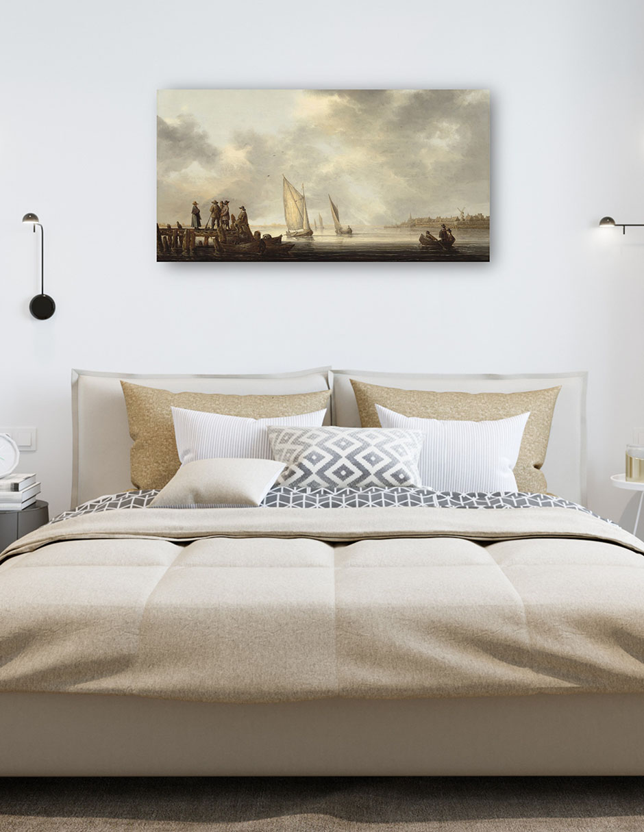 Foto 5 | Cuadro Decorativo - Un Muelle Con Vistas A Dordrecht, Principios De La Década De 1640- Aelbert Cuyp - 34x64 - Fine Art