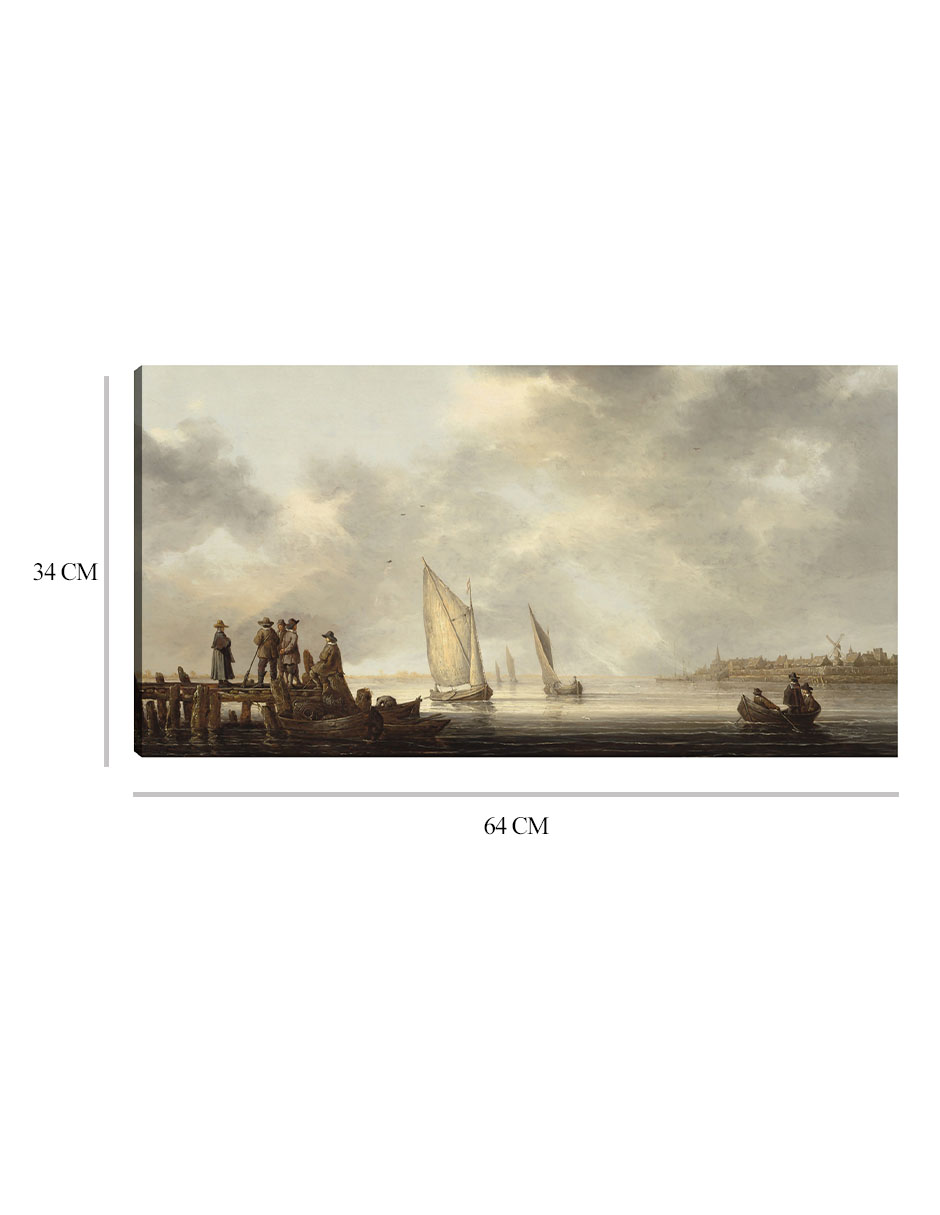 Foto 7 pulgar | Cuadro Decorativo - Un Muelle Con Vistas A Dordrecht, Principios De La Década De 1640- Aelbert Cuyp - 34x64 - Fine Art