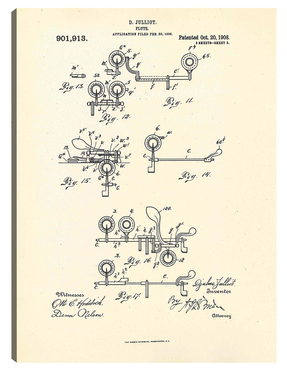 Foto 1 | Cuadro Decorativo - Flauta Patentada, Inventora Djalma Julliot, 20 De Octubre De 1909 Iii- National Archives - 4