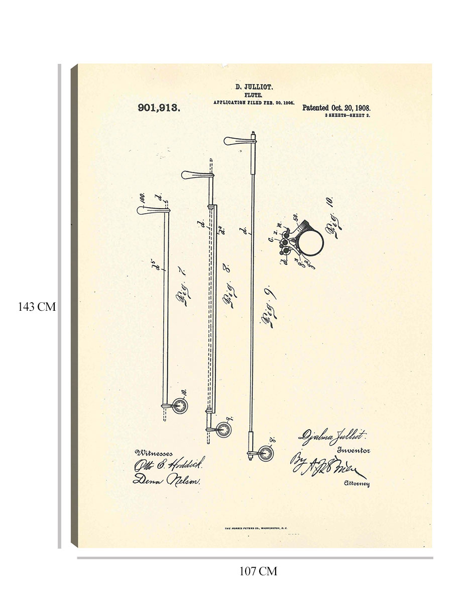 Foto 7 pulgar | Cuadro Decorativo - Flauta Patentada, Inventora Djalma Julliot, 20 De Octubre De 1909 Ii- National Archives -107