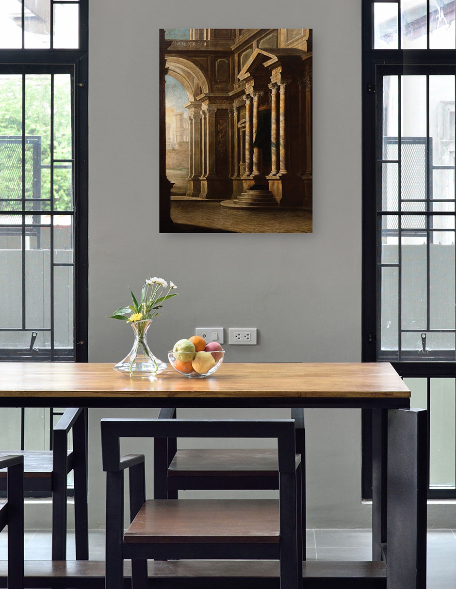 Foto 5 pulgar | Cuadro Decorativo - Vista Del Interior De Un Edificio.- Leonardo Coccorante - Ciudades - 107x143-impresión En L