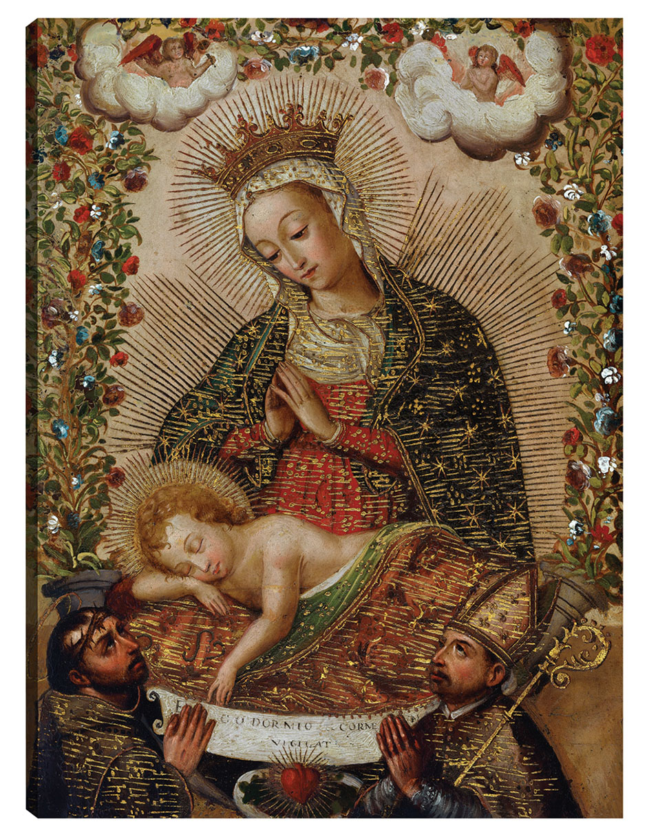 Foto 2 pulgar | Cuadro Decorativo - La Virgen Adorando Al Niño Jesús Con Dos Santos (siglo Xviii)- Cuzco School - Religión -