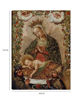 Foto 6 | Cuadro Decorativo - La Virgen Adorando Al Niño Jesús Con Dos Santos (siglo Xviii)- Cuzco School - Religión -