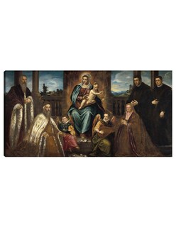 Foto 1 | Cuadro Decorativo - Doge Alvise Mocenigo Y Familia Ante La Virgen Y El Niño (c. 1575)- Jacopo Tintoretto - 46x89