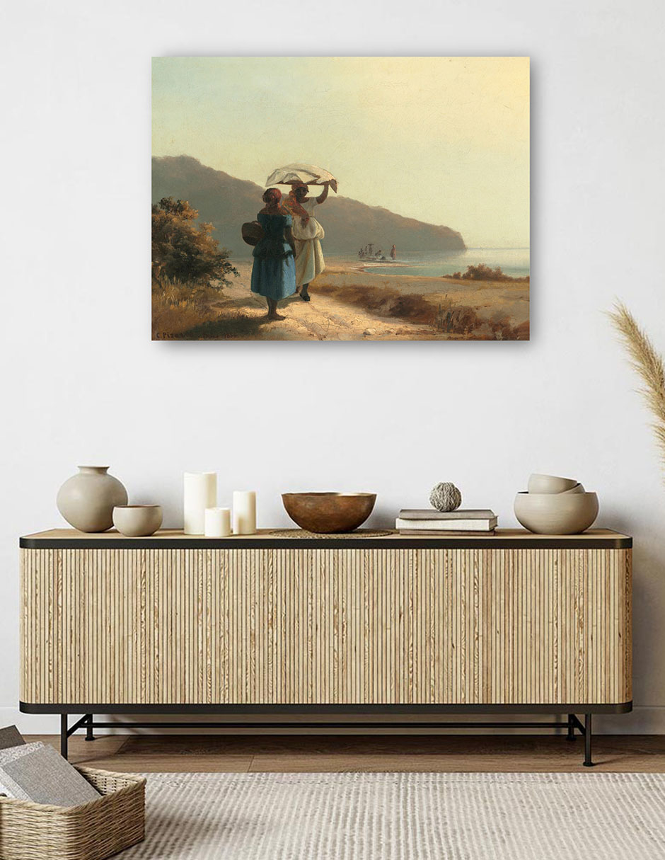 Foto 6 pulgar | Cuadro Decorativo - Dos Mujeres Conversando Junto Al Mar, Santo Tomás 1856- Camille Pissarro - Fotografía - 46x