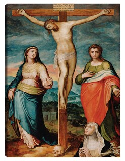 Foto 1 | Cuadro Decorativo - Cristo En La Cruz Con Los Santos María, Juan Evangelista Y Catalina De Siena - Marco Pino-2