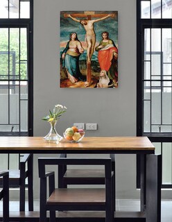 Foto 4 | Cuadro Decorativo - Cristo En La Cruz Con Los Santos María, Juan Evangelista Y Catalina De Siena - Marco Pino-2