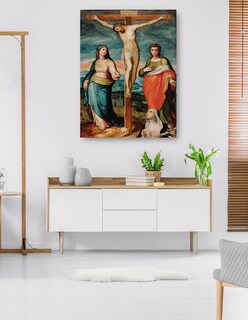 Foto 5 | Cuadro Decorativo - Cristo En La Cruz Con Los Santos María, Juan Evangelista Y Catalina De Siena - Marco Pino-2