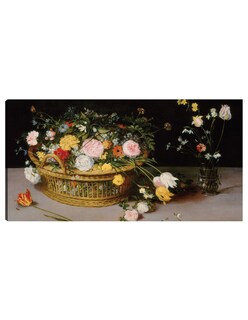 Foto 1 | Cuadro Decorativo - Flores En Una Cesta Y Un Jarrón, 1615- Jan Brueghel The Elder - Floral - 64x122 - Fine Art Tj