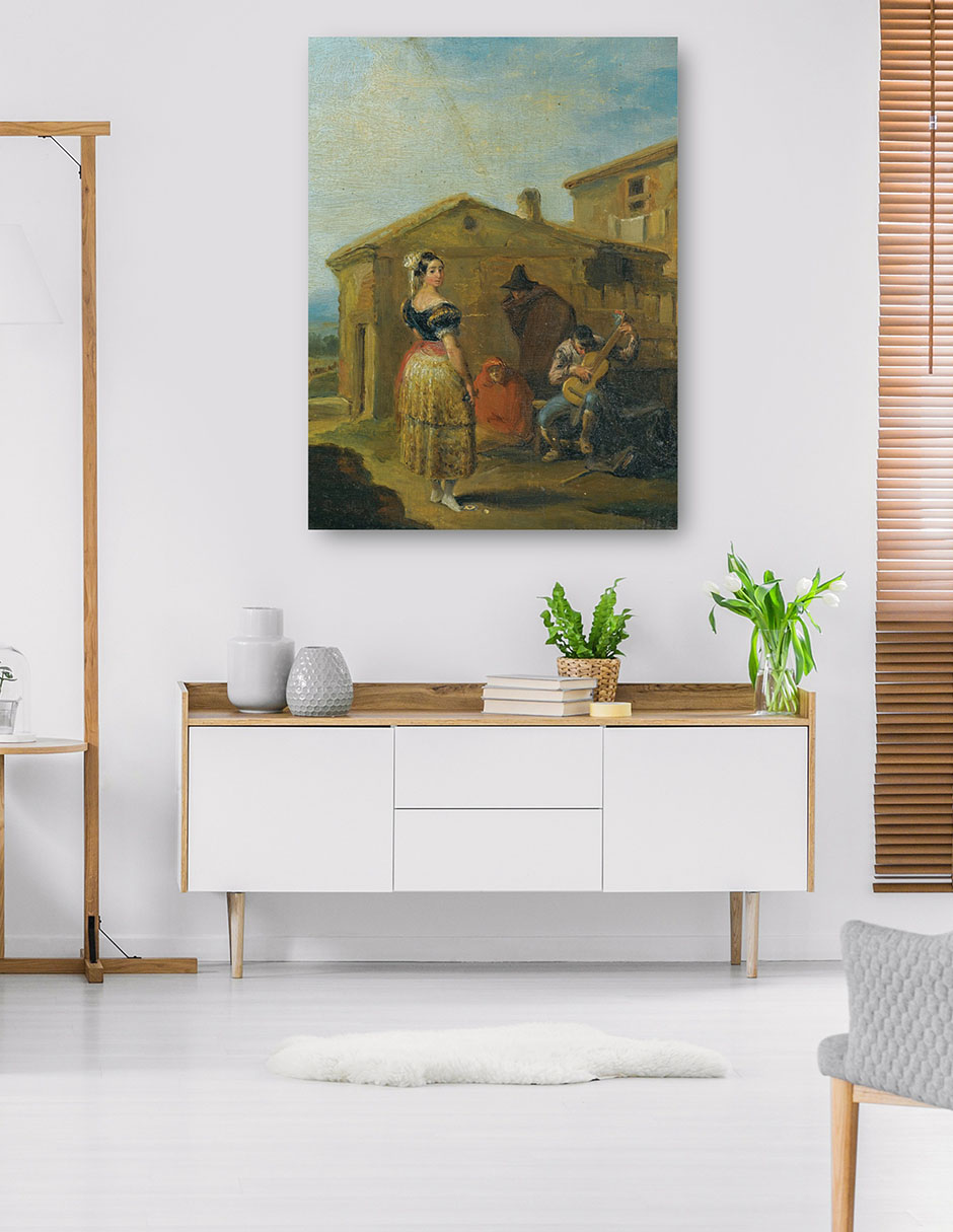 Foto 5 | Cuadro Decorativo - Una Mujer De Pie Ante Un Grupo Musical.- Leonardo Alenza Y Nieto - Fotografía - 28x36 - Fine Art Tj