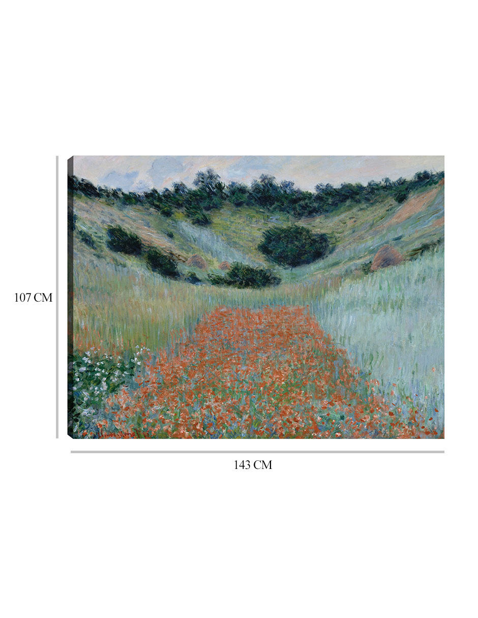 Foto 7 pulgar | Cuadro Decorativo - Campo De Amapolas En Una Hondonada Cerca De Giverny (1885)- Claude Monet - Paisaje - 107x143 -