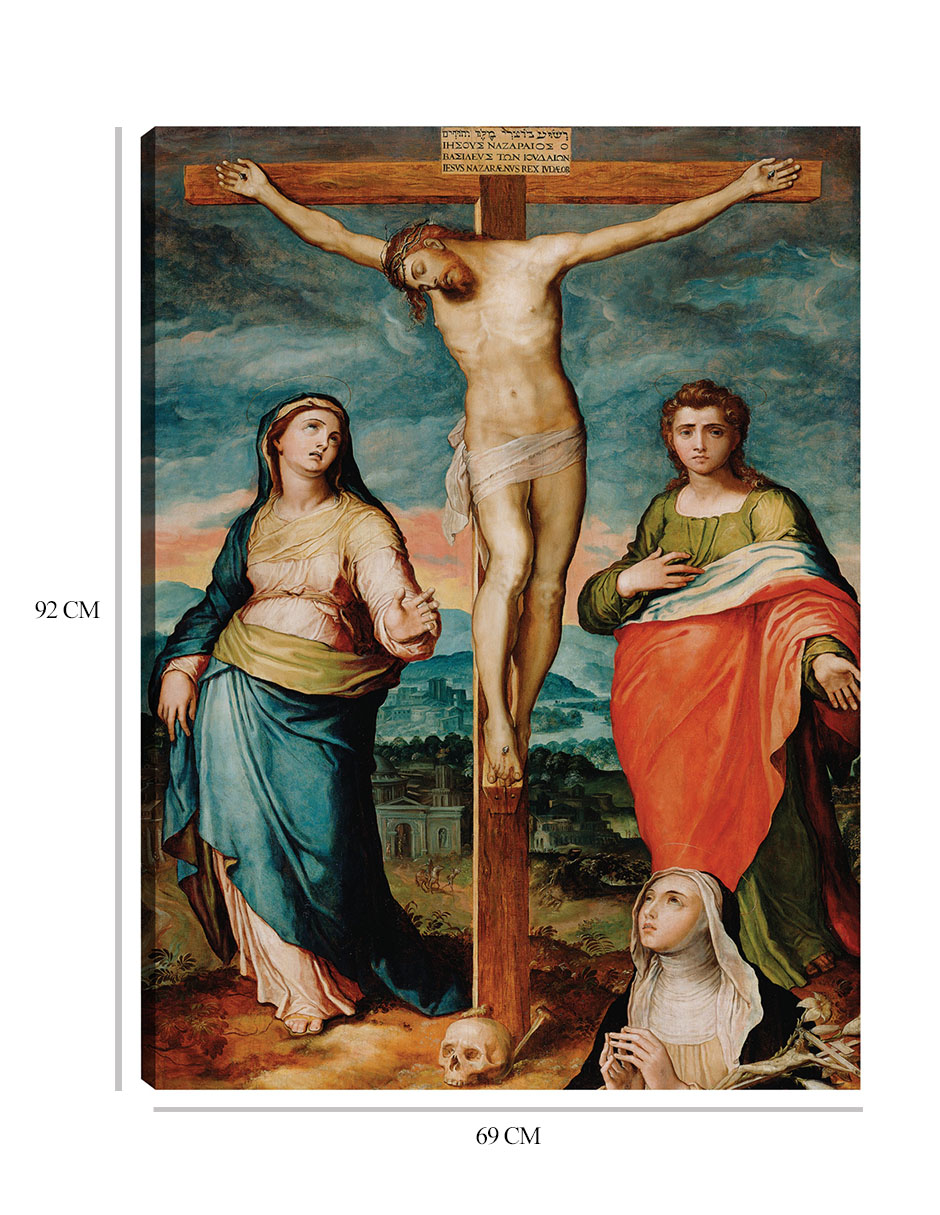 Foto 7 pulgar | Cuadro Decorativo - Cristo En La Cruz Con Los Santos María, Juan Evangelista Y Catalina De Siena - Marco Pino-69