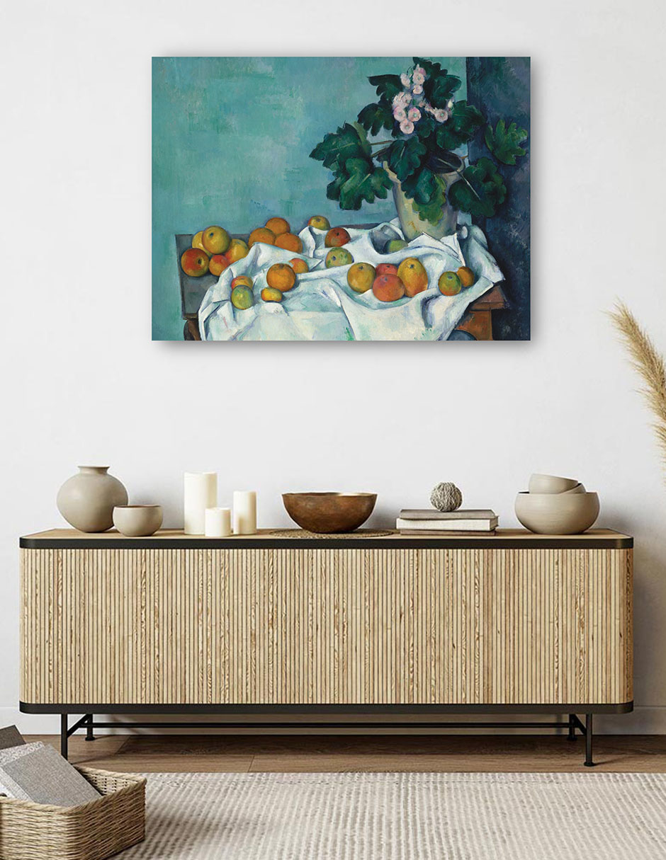 Foto 6 pulgar | Cuadro Decorativo - Naturaleza Muerta Con Manzanas Y Un Tiesto De Prímulas- Paul Cezanne - Religión - 28x36 - Fine Ar