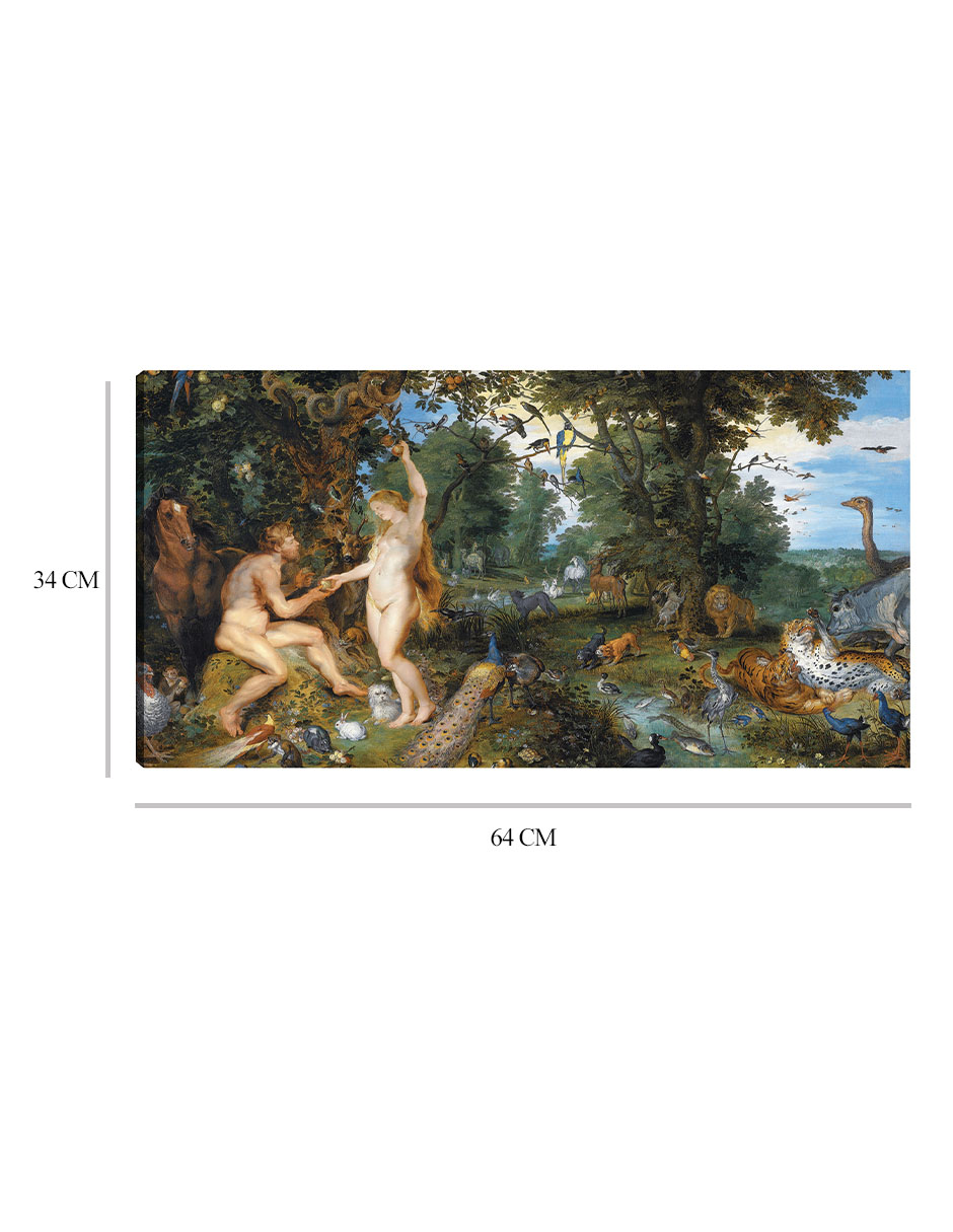 Foto 7 pulgar | Cuadro Decorativo - El Jardín Del Edén Con La Caída Del Hombre (c. 1615)- Peter Paul Rubens - Religión - 34x64 -