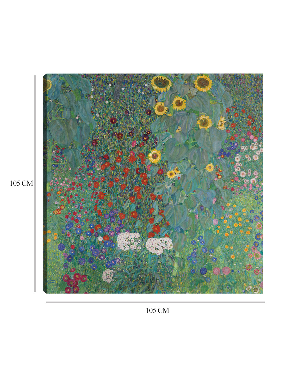 Foto 7 pulgar | Cuadro Decorativo - Jardín De La Cabaña Con Girasoles (1907)- Gustav Klimt - Floral - 105x105 - Impresión En