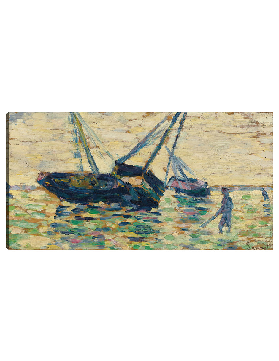 Foto 2 pulgar | Cuadro Decorativo - Tres Barcos Y Un Marinero (1885)- Georges Seurat - Costa - 46x89 - Fine Art Tj