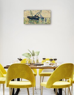 Foto 3 | Cuadro Decorativo - Tres Barcos Y Un Marinero (1885)- Georges Seurat - Costa - 46x89 - Fine Art Tj