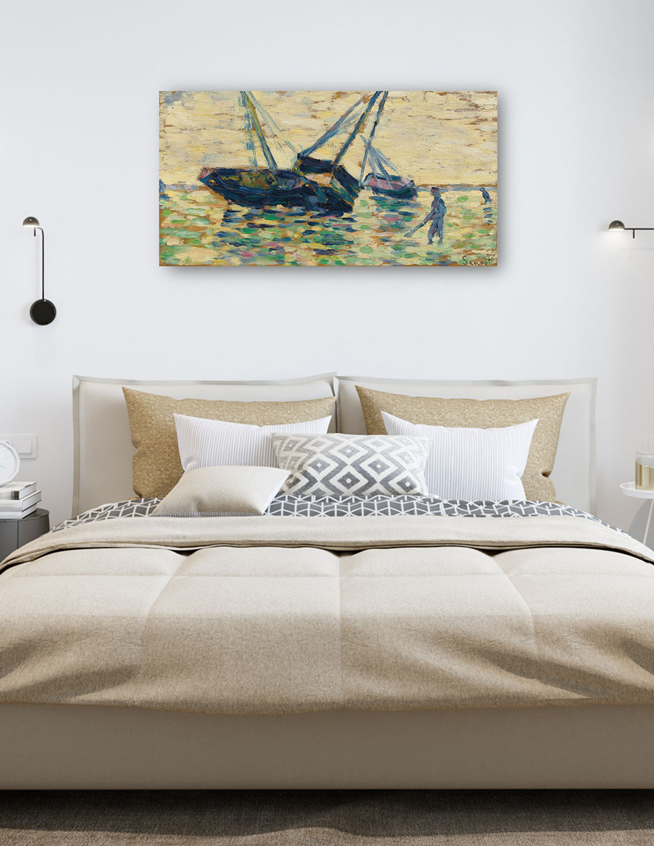 Foto 6 pulgar | Cuadro Decorativo - Tres Barcos Y Un Marinero (1885)- Georges Seurat - Costa - 46x89 - Fine Art Tj