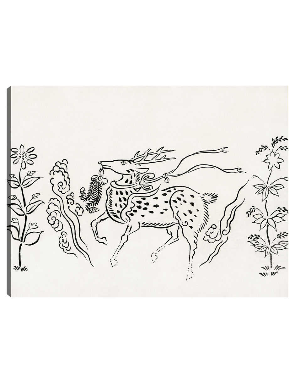 Foto 1 | Cuadro Decorativo - Grabado En Madera Original Vintage Japonés -ciervo (1860-1869)- Taguchi Tomoki - 46x61 - Fine Art T