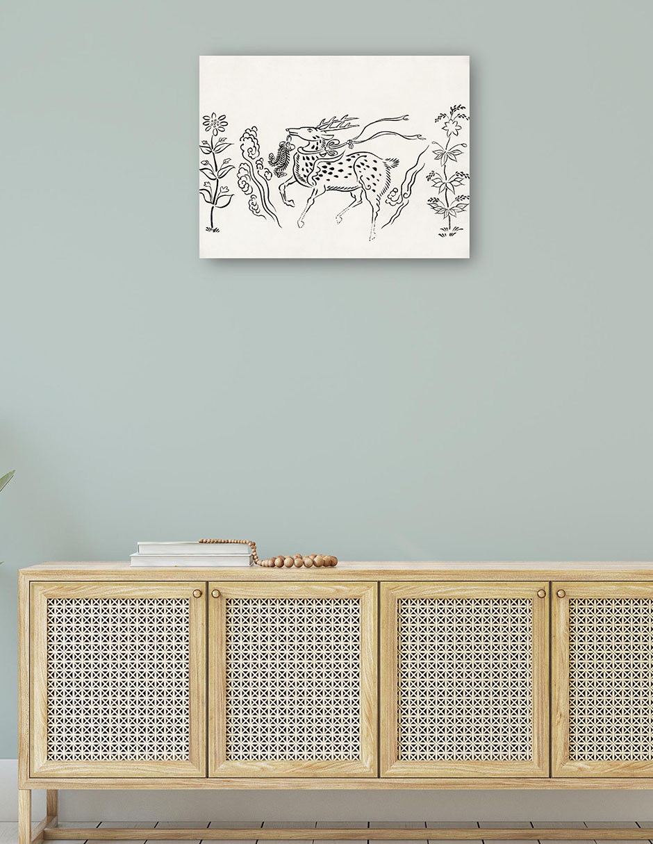 Foto 4 | Cuadro Decorativo - Grabado En Madera Original Vintage Japonés -ciervo (1860-1869)- Taguchi Tomoki - 46x61 - Fine Art T