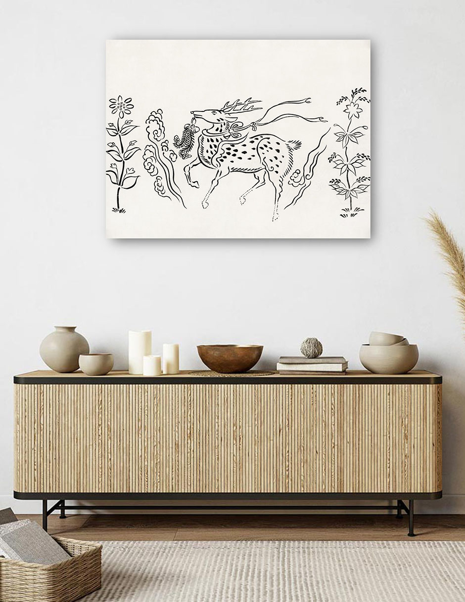 Foto 5 | Cuadro Decorativo - Grabado En Madera Original Vintage Japonés -ciervo (1860-1869)- Taguchi Tomoki - 46x61 - Fine Art T