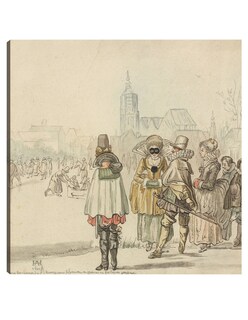 Foto 1 | Cuadro Decorativo - El Rey Del Invierno Sobre El Hielo- Cornelis Ploos Van Amstel After Hendrick Avercamp - 51x51