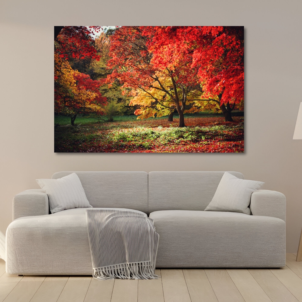 Foto 1 | Cuadro Decorativo Paisaje Bosque Otoñal 143cm X 89cm Marco Madera