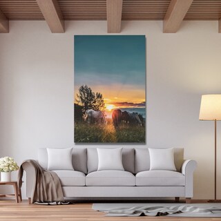 Foto 1 | Cuadro Decorativo Paisaje Caballos 143cm X 89cm Marco Madera