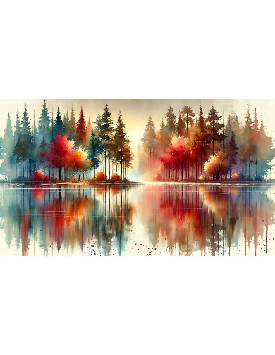 Foto 1 | Cuadro Canvas | Pintura Bosque Acuarela Colorido | Decoracion Moderna | 120x60 Cm