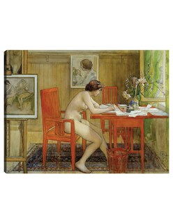 Foto 1 | Cuadro Decorativo - El Modelo Escribiendo Una Postal (1906)- Carl Larsson - 46x61 - Impresión En Lienzo - Fatj