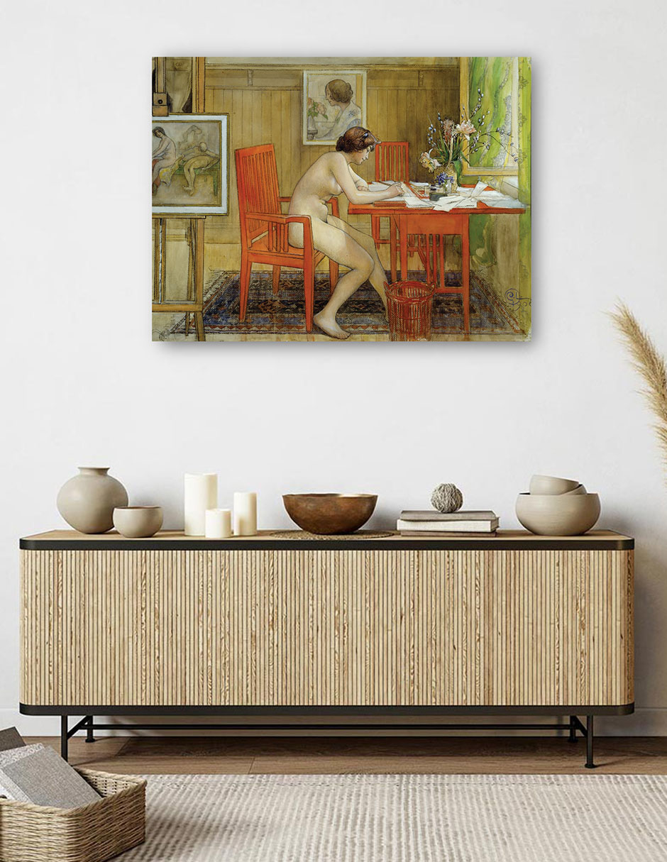 Foto 6 pulgar | Cuadro Decorativo - El Modelo Escribiendo Una Postal (1906)- Carl Larsson - 46x61 - Impresión En Lienzo - Fatj