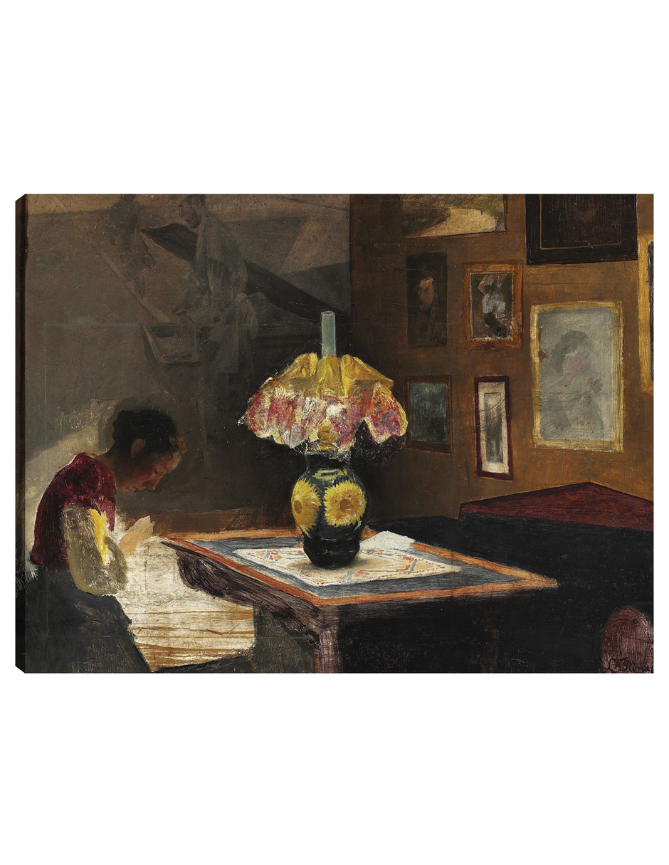 Foto 1 | Cuadro Decorativo - Sigrid, La Esposa Del Artista, Cosiendo A La Luz- Laurits Andersen Ring - 46x61 - Impresión