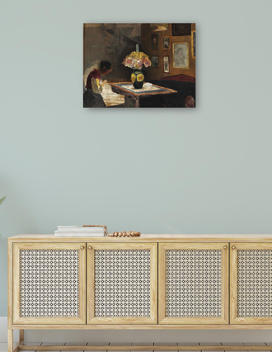 Foto 5 pulgar | Cuadro Decorativo - Sigrid, La Esposa Del Artista, Cosiendo A La Luz- Laurits Andersen Ring - 46x61 - Impresión