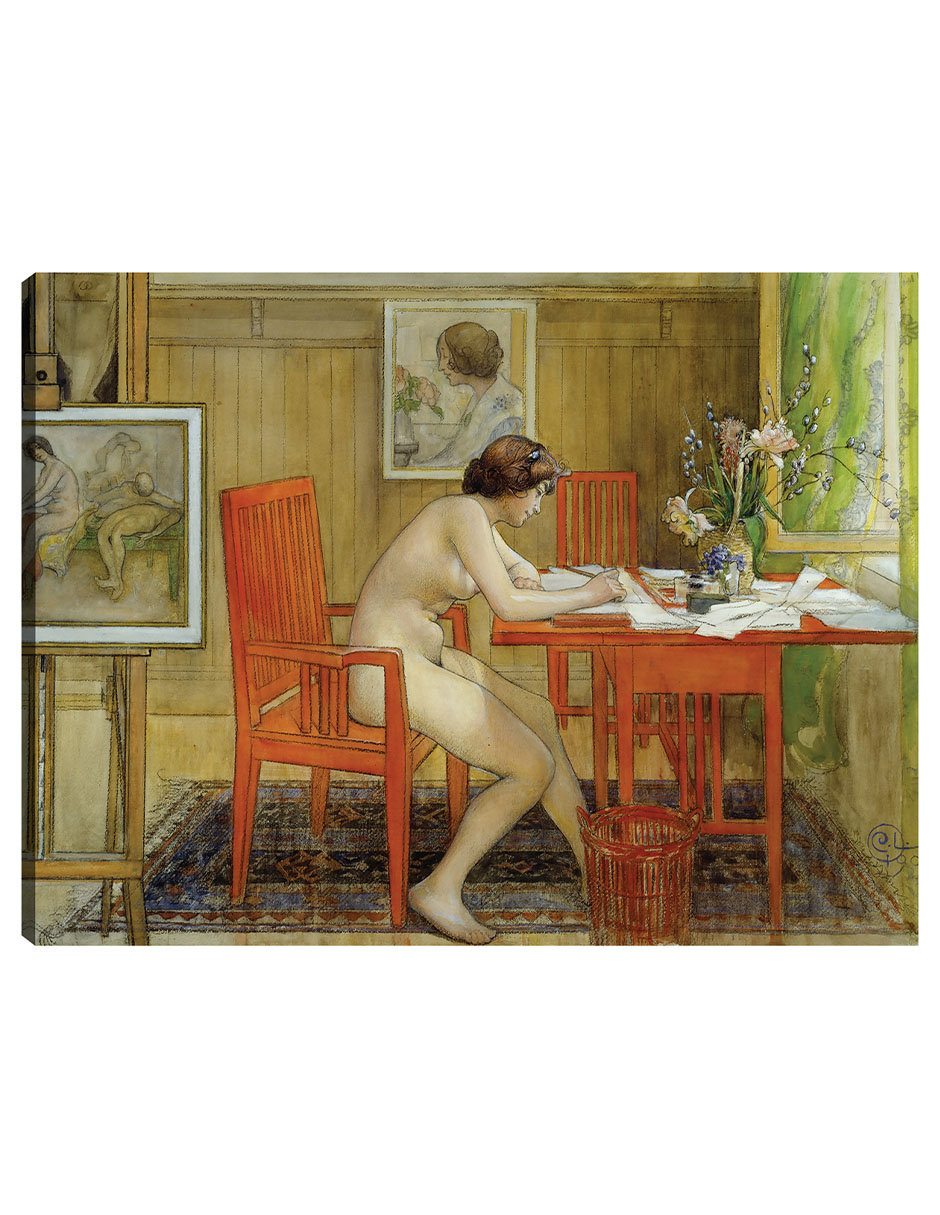 Foto 1 | Cuadro Decorativo - El Modelo Escribiendo Una Postal (1906)- Carl Larsson - 28x36 - Impresión En Lienzo - Fatj