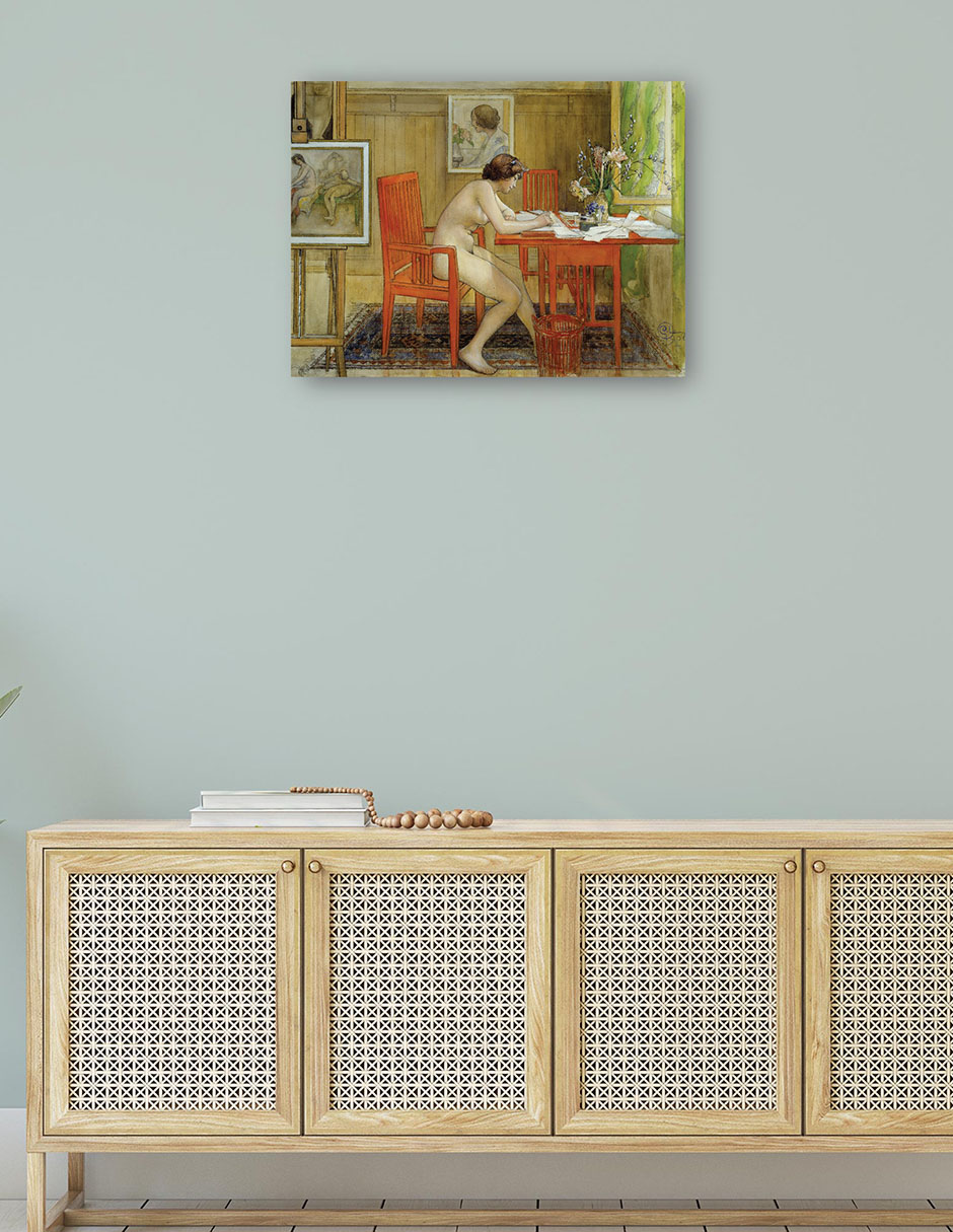 Foto 4 | Cuadro Decorativo - El Modelo Escribiendo Una Postal (1906)- Carl Larsson - 28x36 - Impresión En Lienzo - Fatj