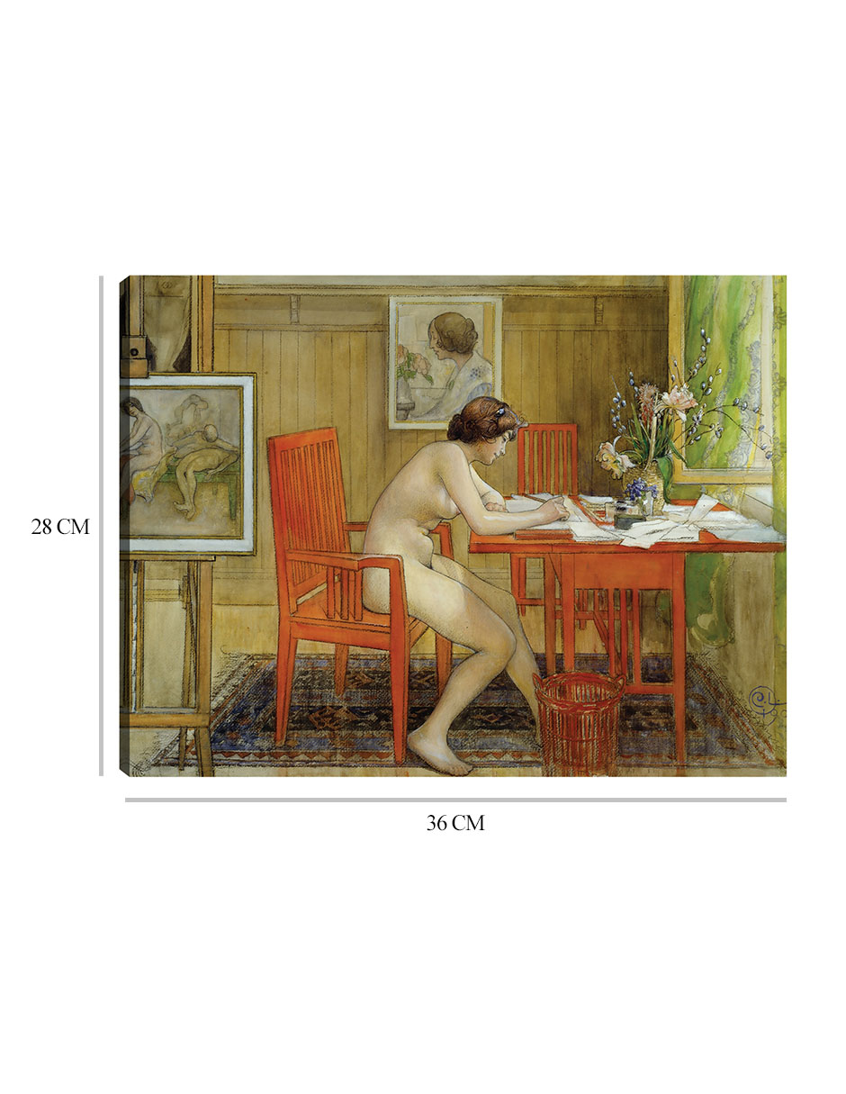 Foto 6 | Cuadro Decorativo - El Modelo Escribiendo Una Postal (1906)- Carl Larsson - 28x36 - Impresión En Lienzo - Fatj