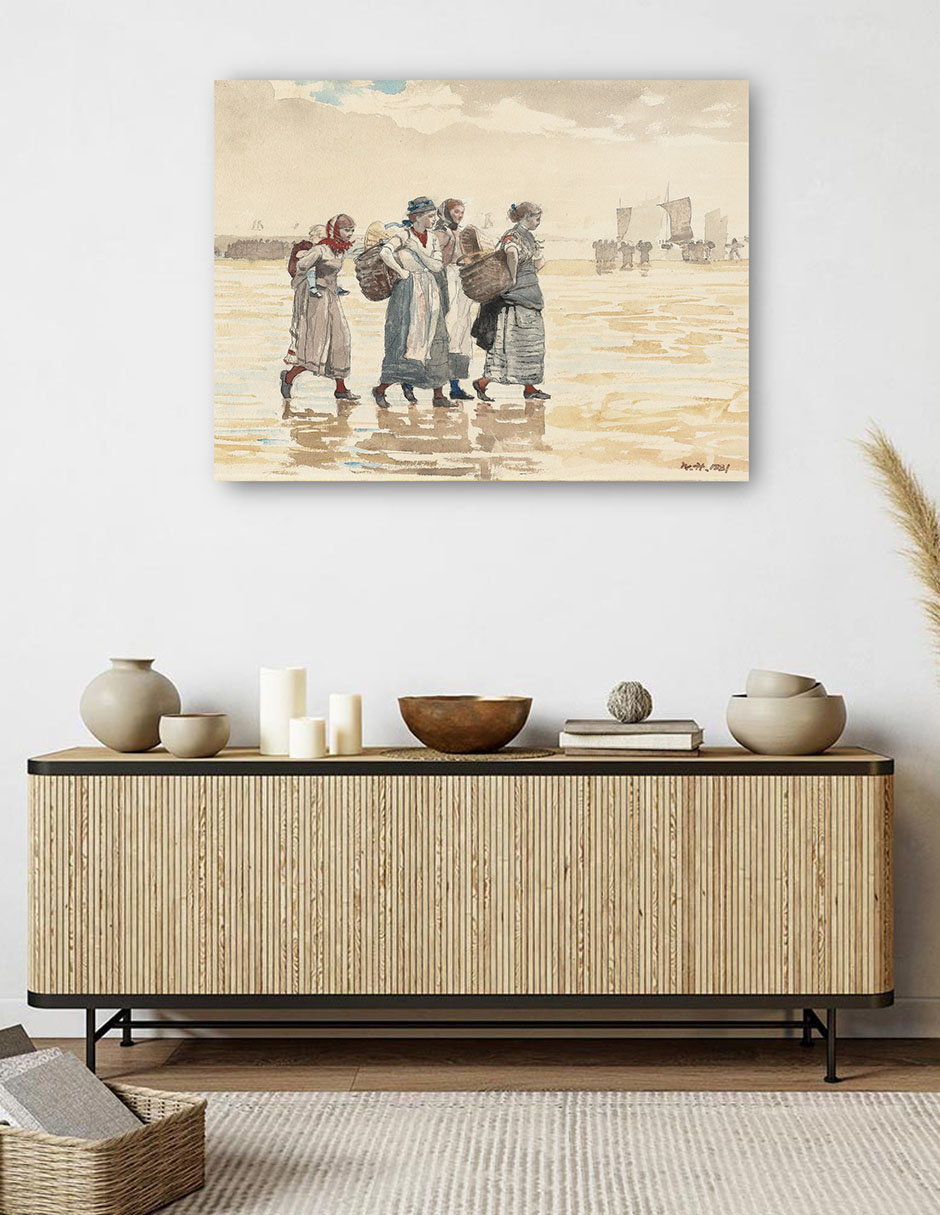 Foto 5 | Cuadro Decorativo - Cuatro Pescaderas En La Playa (1881)- Winslow Homer - Fotografía - 46x61 - Impresión En Li