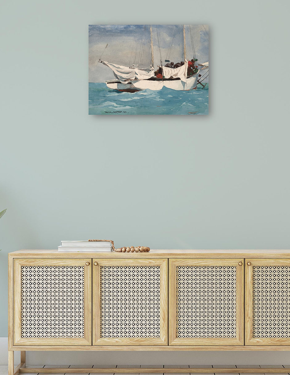 Foto 4 | Cuadro Decorativo - Key West, Acarreando Anclas (1903)- Winslow Homer - Fotografía - 69x92 - Impresión En Lienzo
